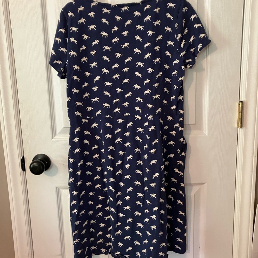 Boden Phoebe Jersey Navy 100% Cotton Casual Dress Equestrian Print Sz 10P - Picture 7 of 9